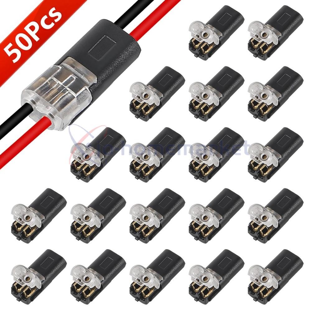 50PCS Double-Wire Plug-in Cable Snap Connector Terminal Block w/ Locking Buckle