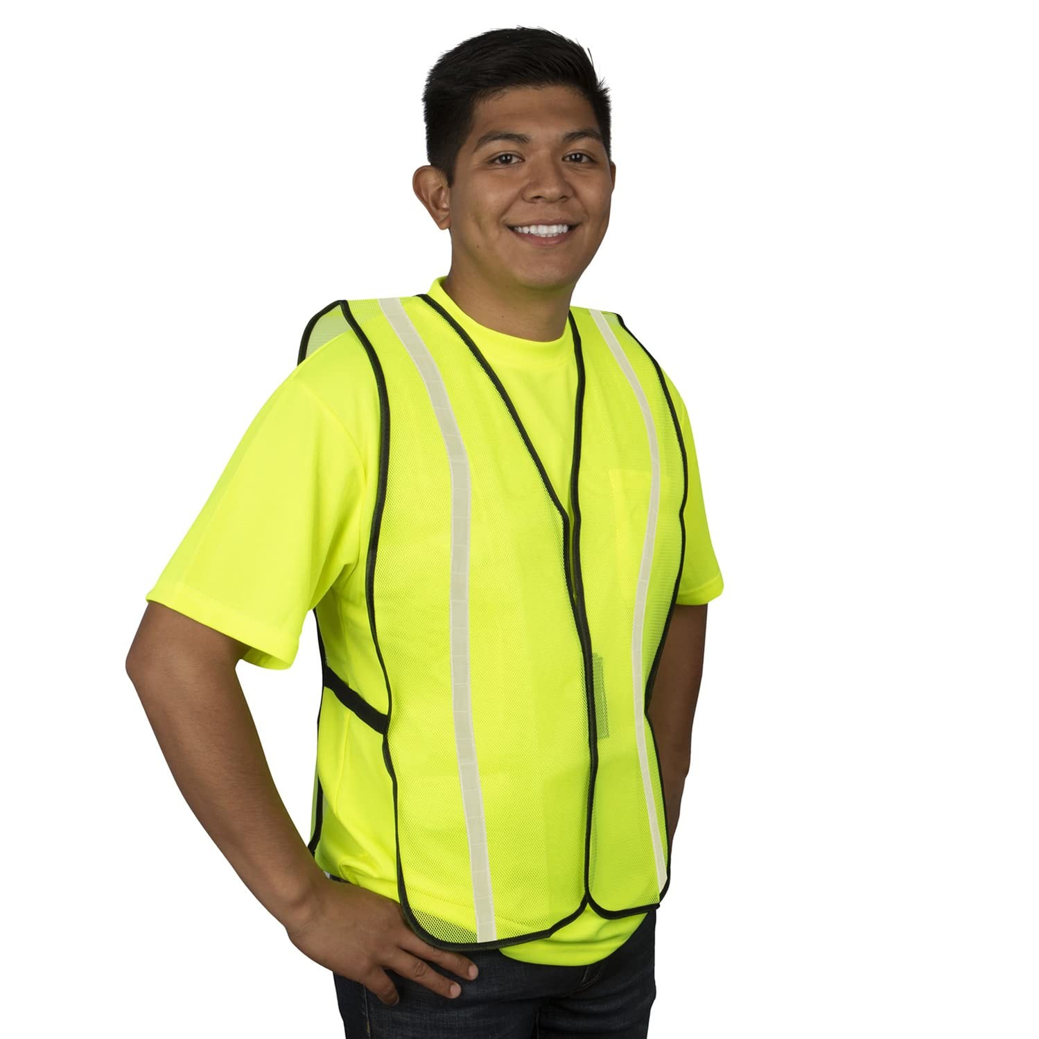 Cordova V111W General Purpose, Type O, Non-Rated, Lime Mesh Vest, Hook & Loop…
