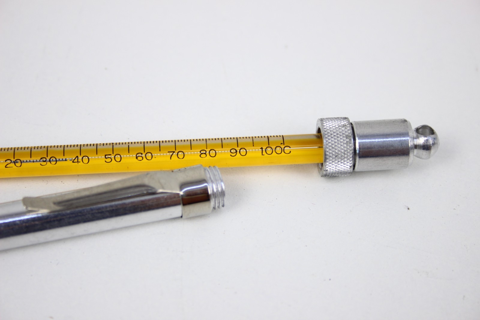 Ertco 535 Glass Pocket Thermometer, -20 to 100 C Aluminum Protective case