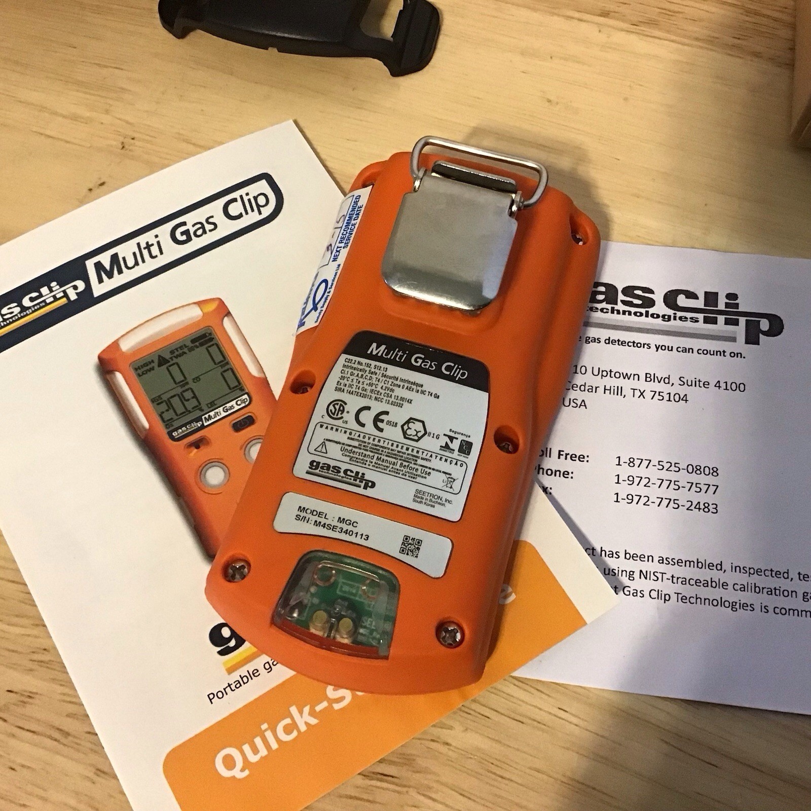 GAS CLIP MULTI GAS MGC-IR CONFINED SPACE GAS DETECTOR – SEE DESCRIPTION
