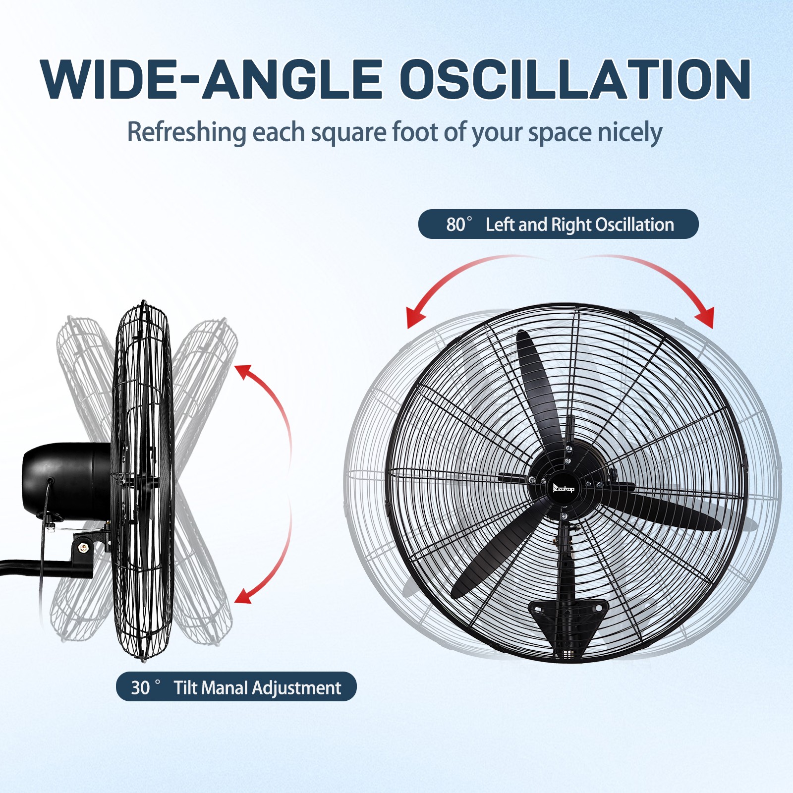 20» High Velocity Oscillating Wall Mount Fan For Commercial, Industrial 4 Speed