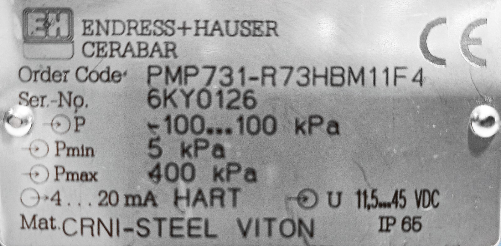 Endress+Hauser Cerabar PMP731-R73HBM11F4 Pressure Transmitter