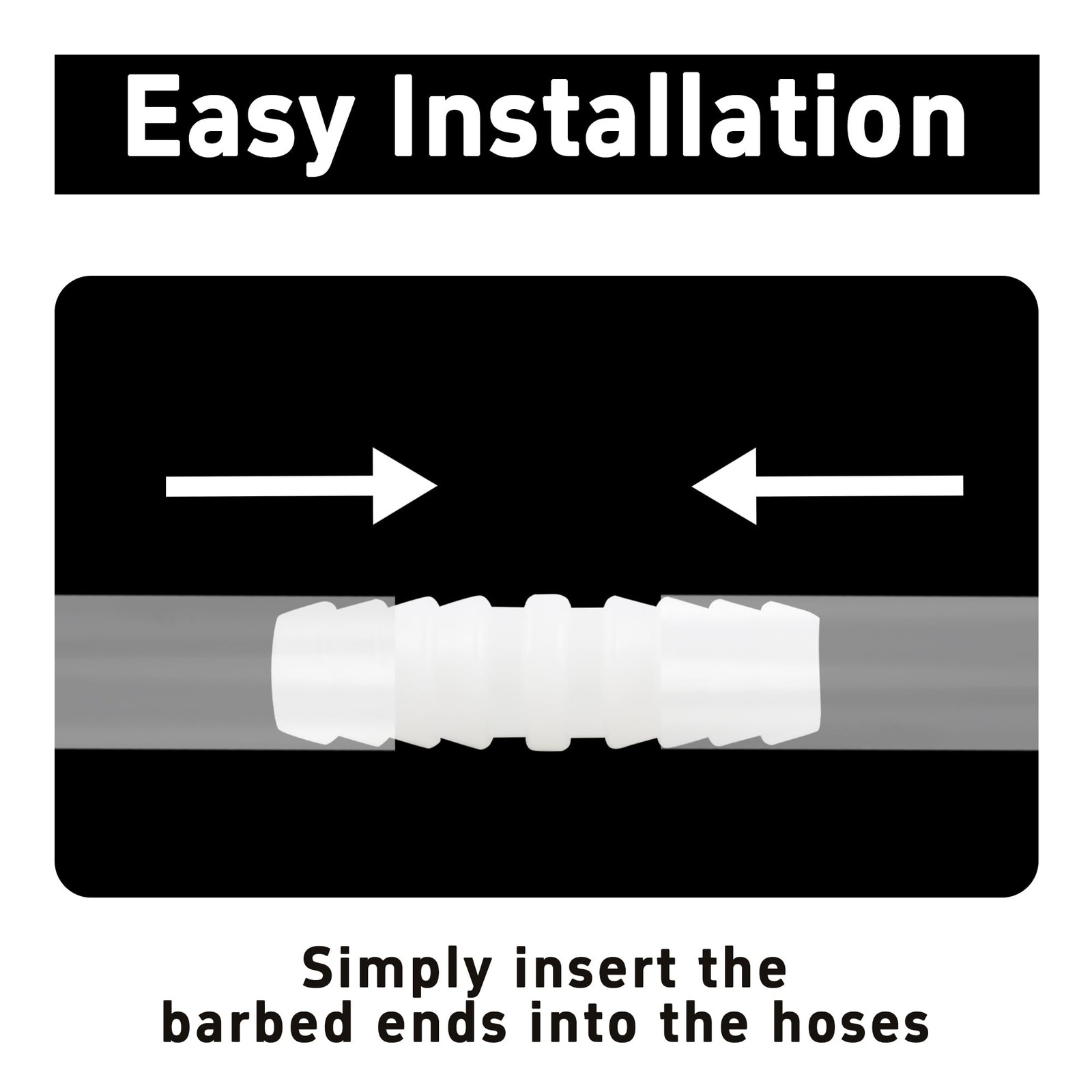 AUXBC 6Pcs 3/8″ x Plastic Hose Barb Fittings, Barbed x 3/8″, White