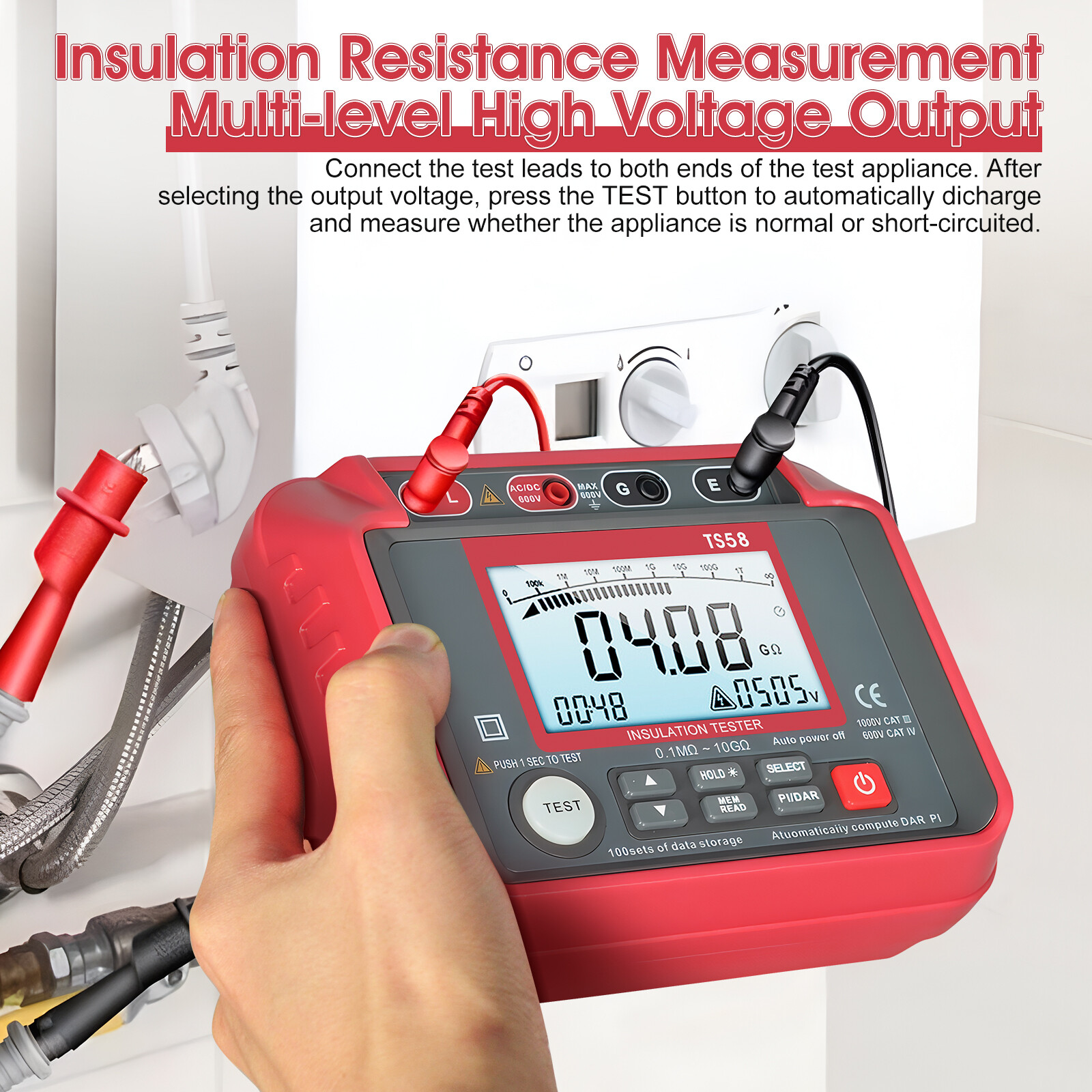 Digital Insulation Resistance Tester 20GΩ MegOhmMeter 50V-1000V Insulation Meter