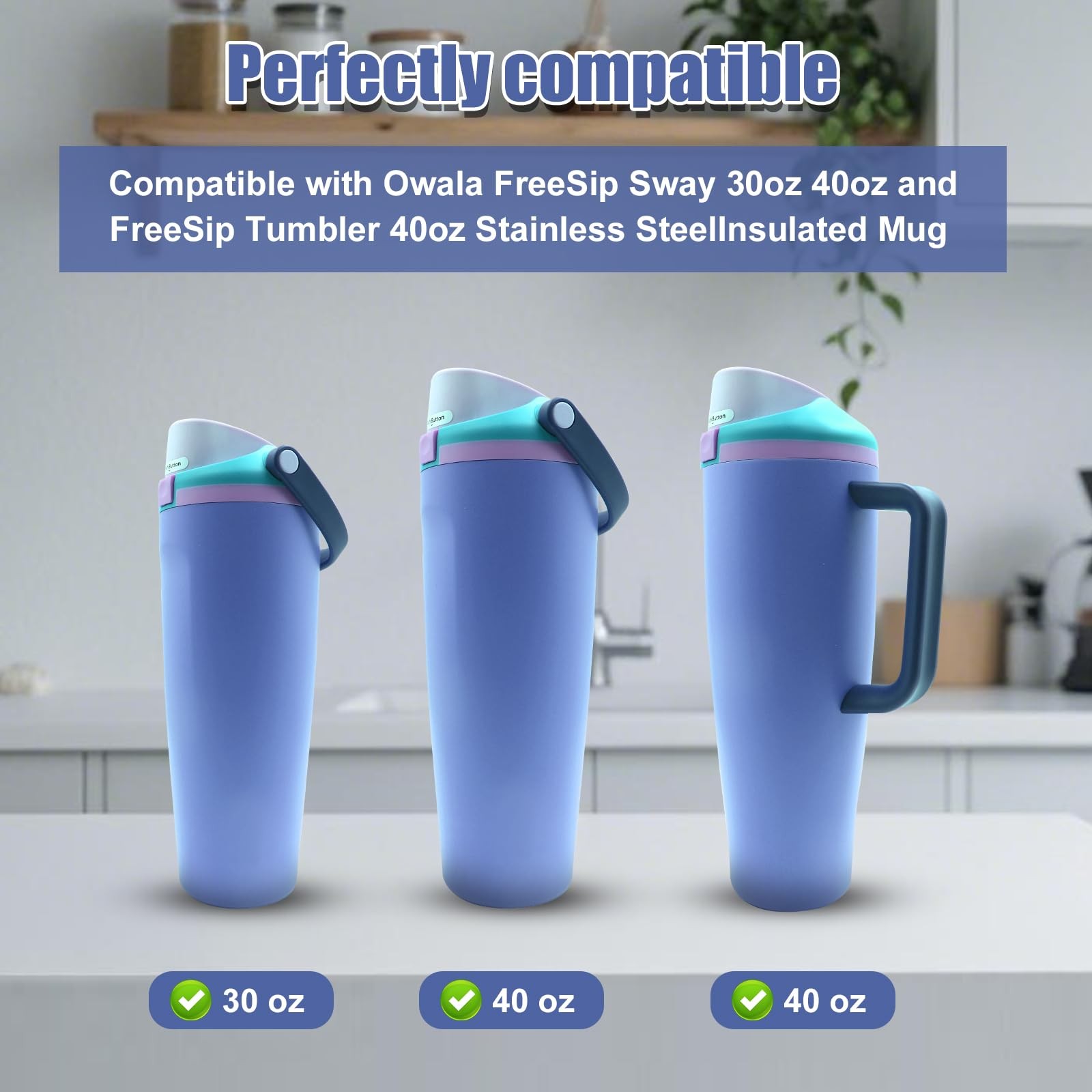 4pcs Replacement Stopper Compatible with Owala FreeSip Sway 30oz l, Gray