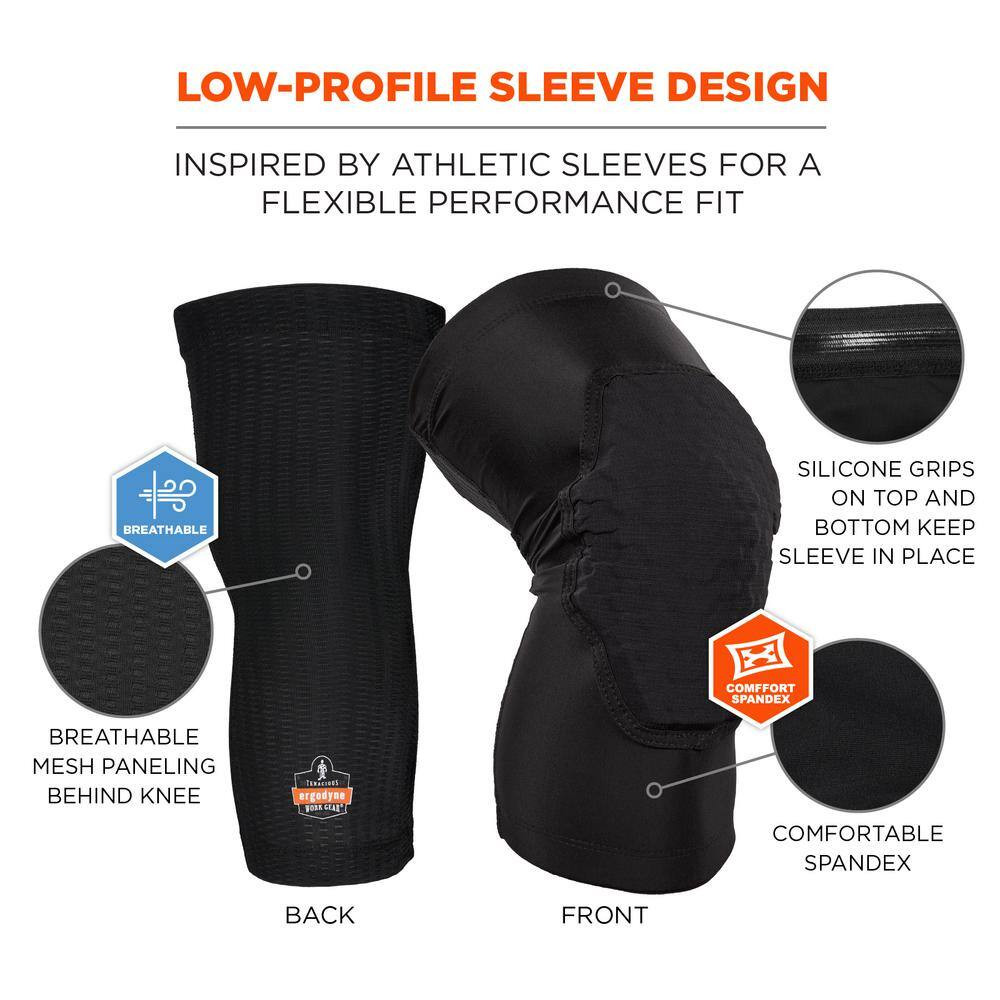 Proflex Black Padded Foam Soft Shell Knee Sleeves with Pull over Closure Light-W