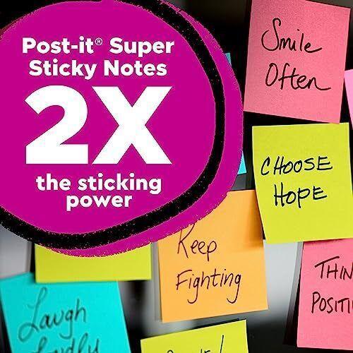 Post-it Super Sticky Notes 3×3 In. Supernova Neons Collection 3 Pads