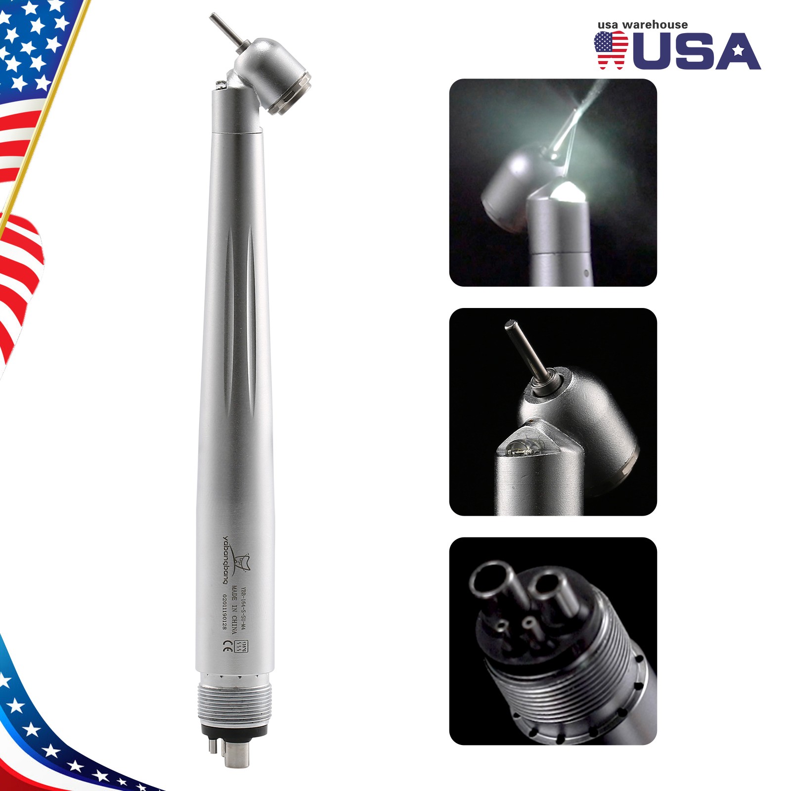 Dental 45 Degree Surgical High Speed Handpiece LED E-generator Push Button 4Hole