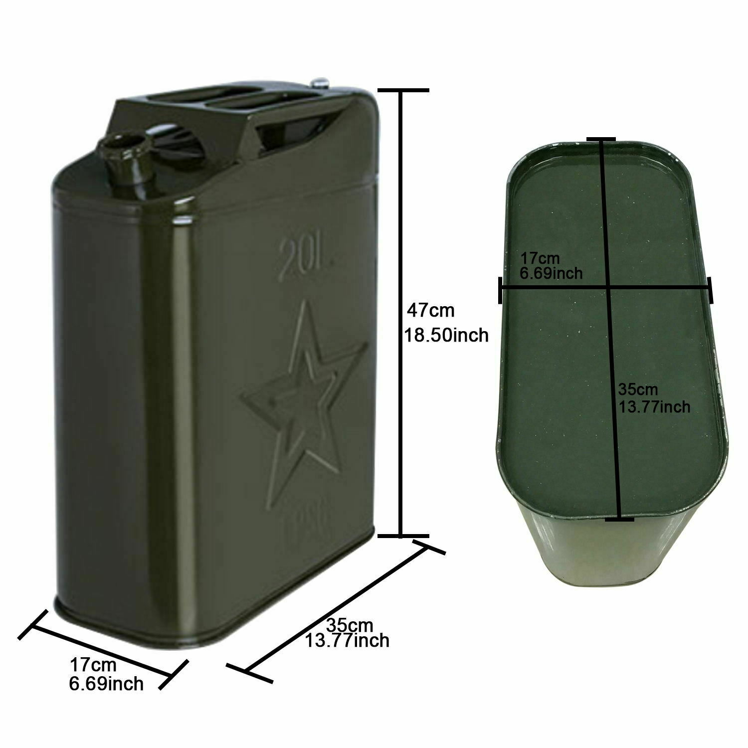 2PCS Jerry Can 5 Gallon 20L Can Metal Tank Emergency Backup Off-road Steel