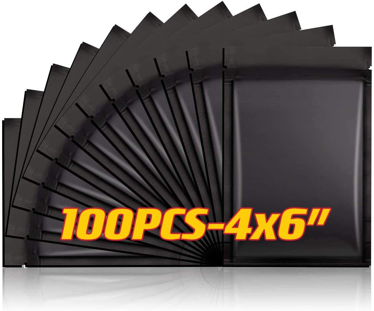 100PCS Premium 4×6″ Matte Black Small Double-Sided Mylar Foil Zip Storage Bags