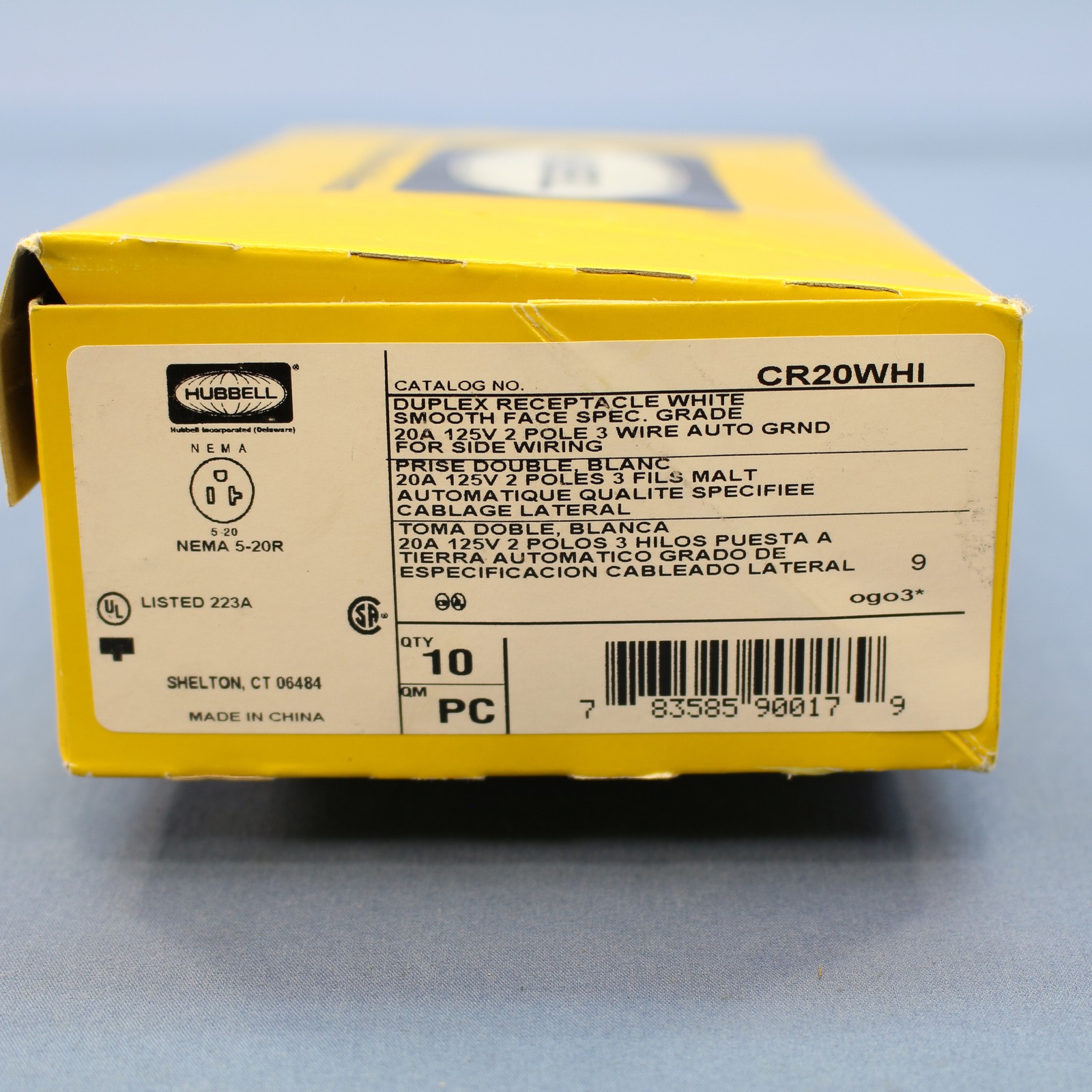10 Hubbell White COMMERCIAL Duplex Receptacle Outlets NEMA 5-20 20A 125V CR20WHI