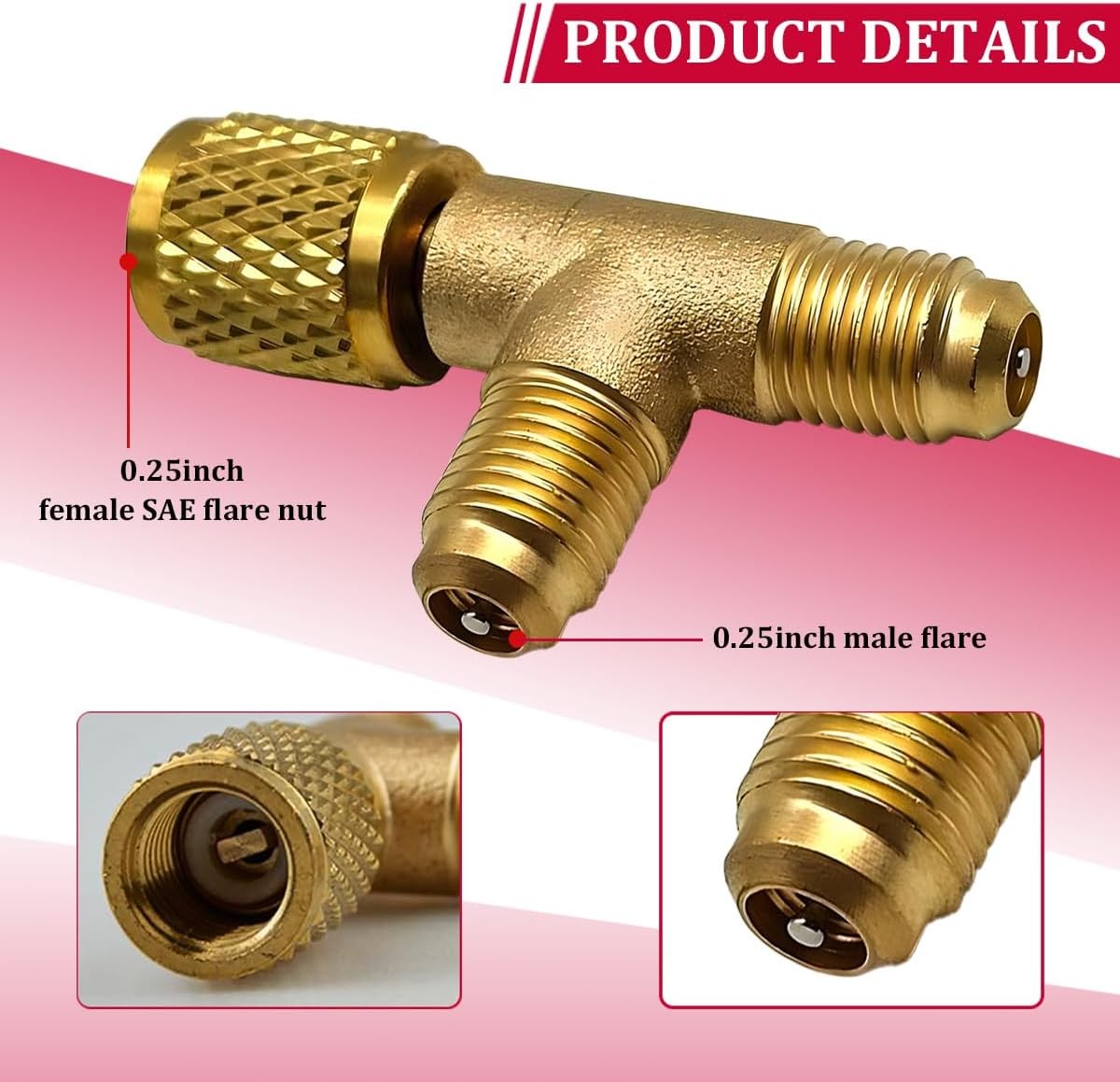 Ywdiml Car Quick Coupler Access Tee, Brass 1/4″ SAE Valve Core Tee Adapter for