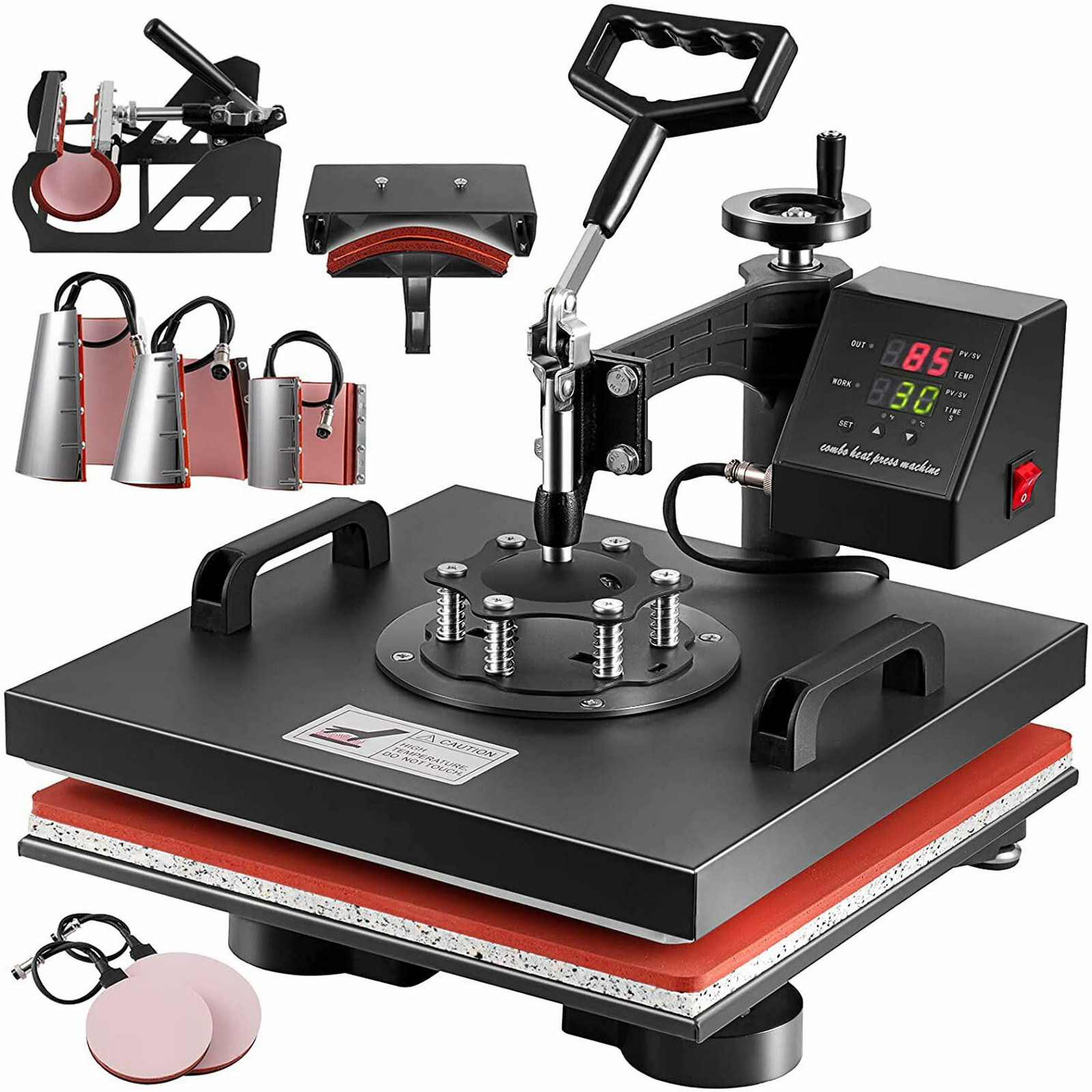 8 IN 1 Combo T-Shirt Heat Press 15″x15″ Transfer Machine Sublimation Swing Away