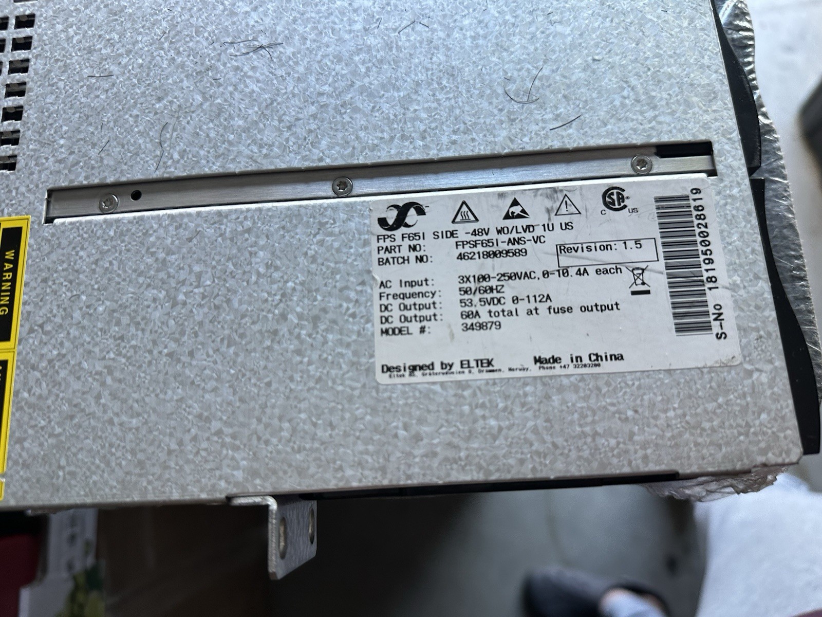 Flatpack S FPSF65I-ANS-VC 48V Basic 1U No LVBD+Controller+(2) 48/1000 HE