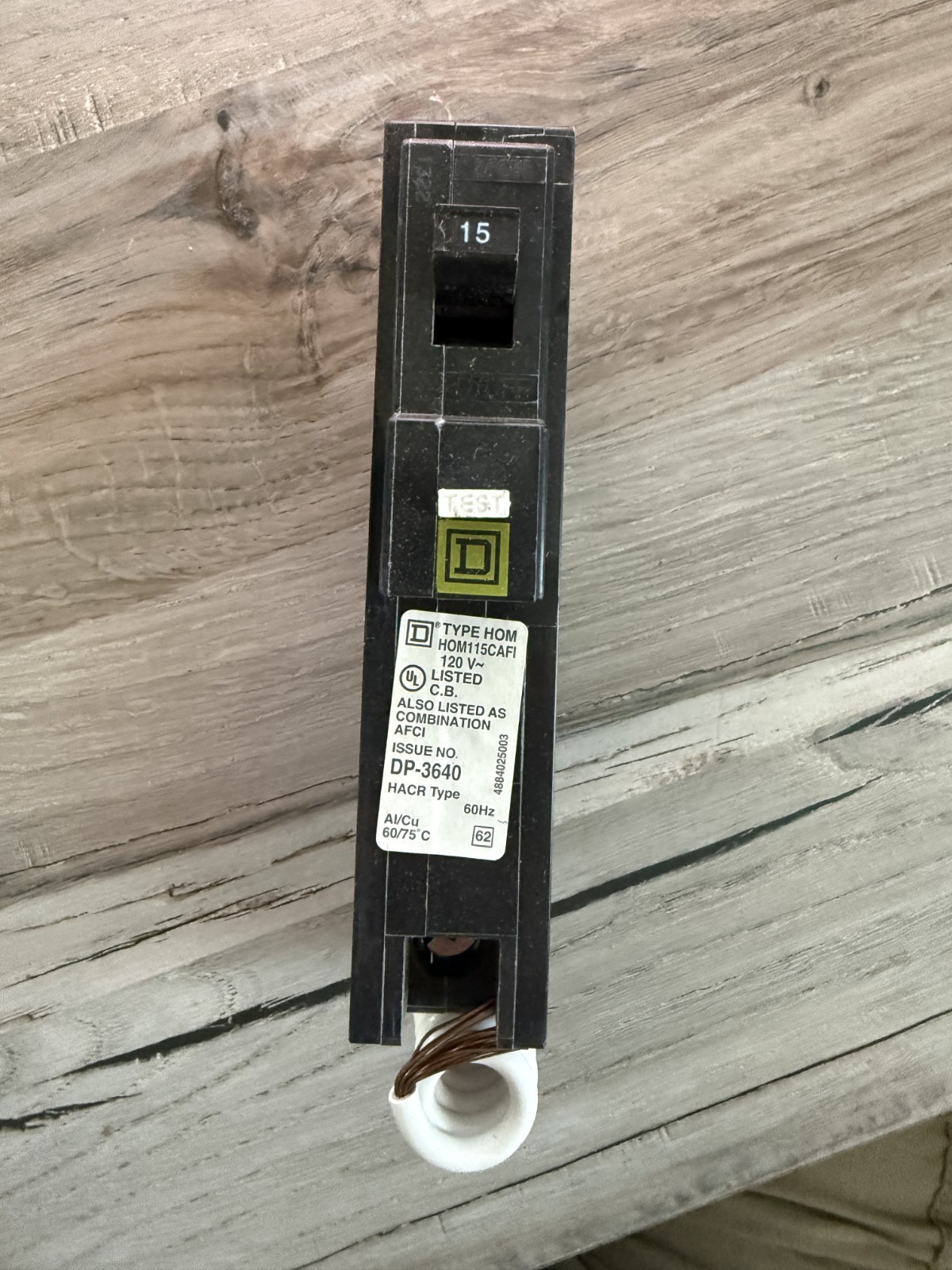 Square D QO115CAFI 15A 120V Single-Pole Mini Circuit Breaker