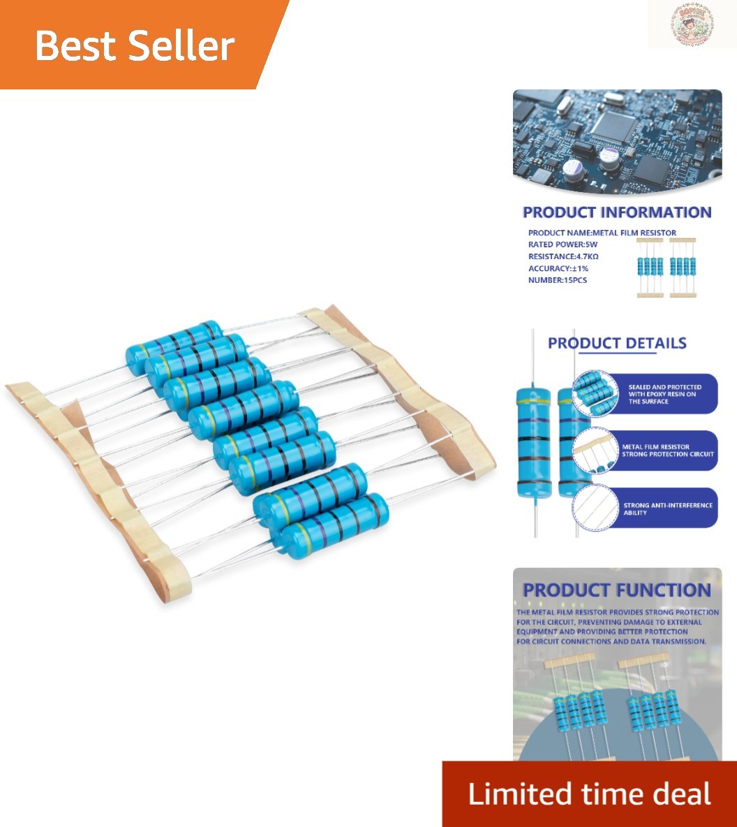 High-Quality 15 Pcs 5W 4.7K Ohm Resistor Pack – Ideal for DIY & Troubleshooting