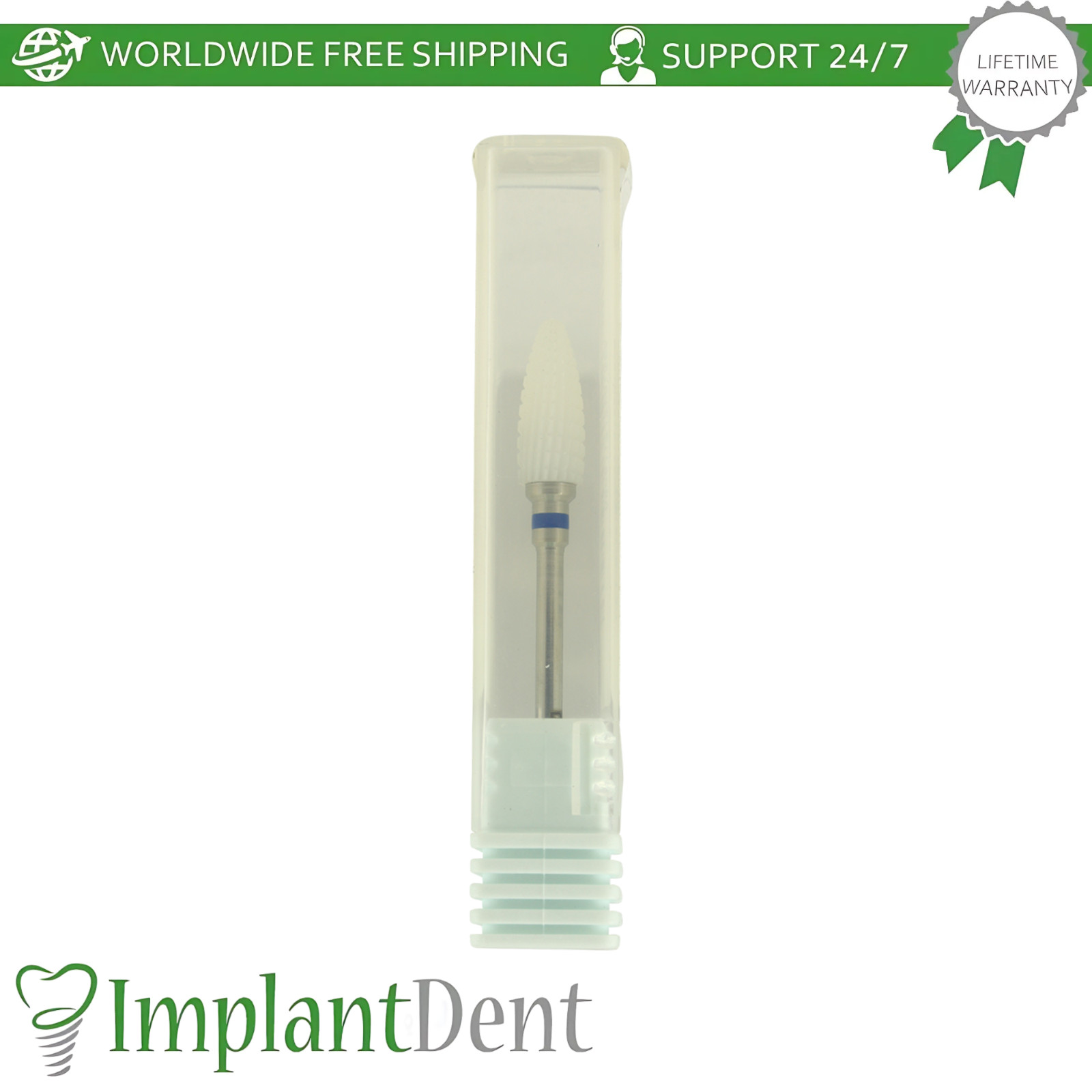 Dental Zirconia Bur Standard Grit Cross Cut BuIIet White 6400501 Ø6.0mm x 14.5mm