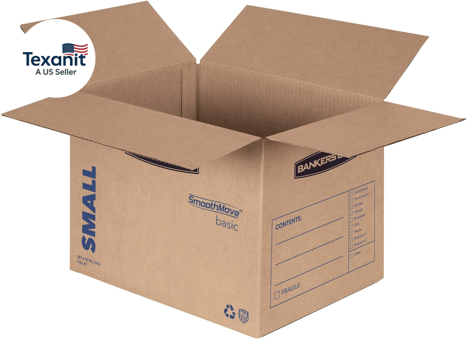 Small Moving Box 15 Pack, Pre-Printed for Labeling, 16.5-In X 12.25-In X 12.675-