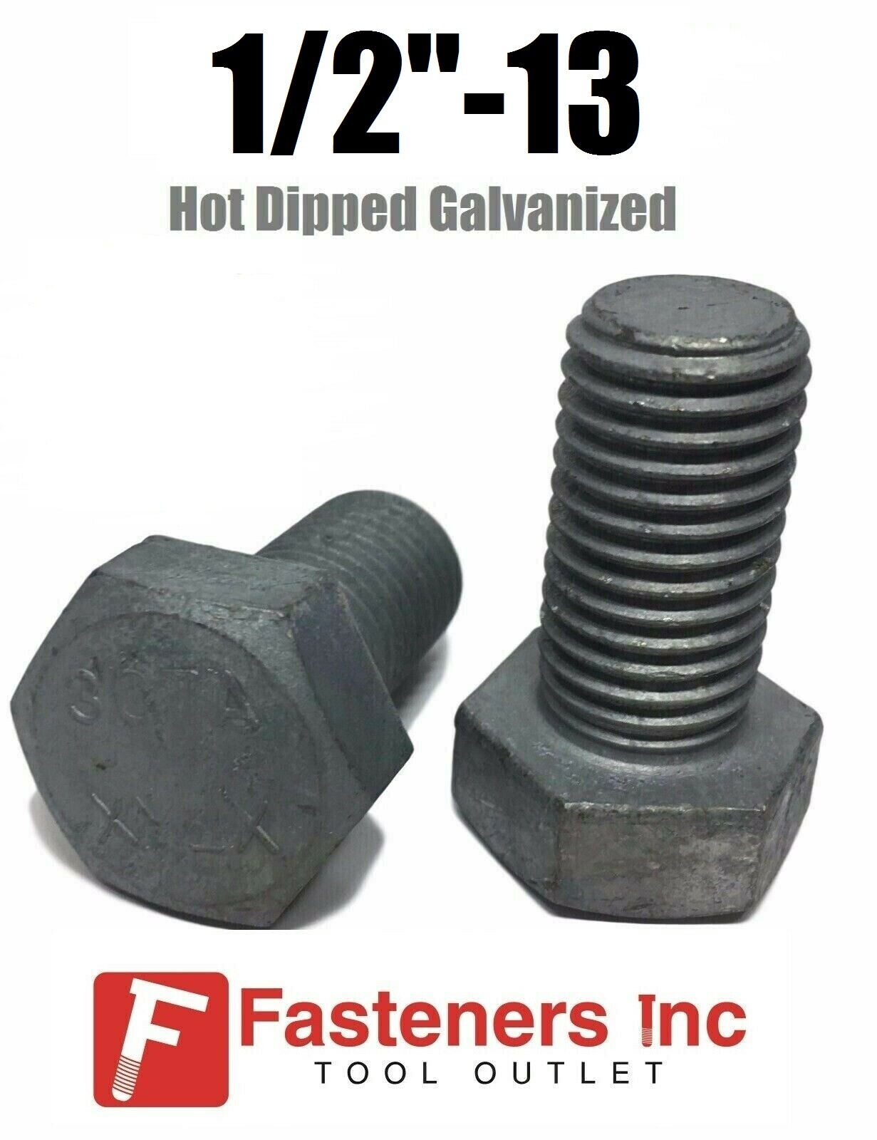 1/2″-13 Hex Cap Screw Hot Dipped Galvanized Hex Bolt 1/2-13 A307 Choose Length