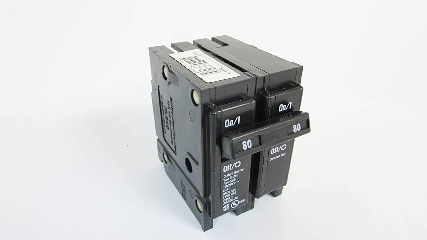 Eaton BR280 Plug-On Mount Type BR Circuit Breaker 2-Pole 80 Amp 120/240 Volt AC,