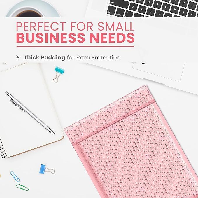 Light Pink 10×13 Inch Poly Bubble Mailers |Self Seal Padded Envelopes for Thick