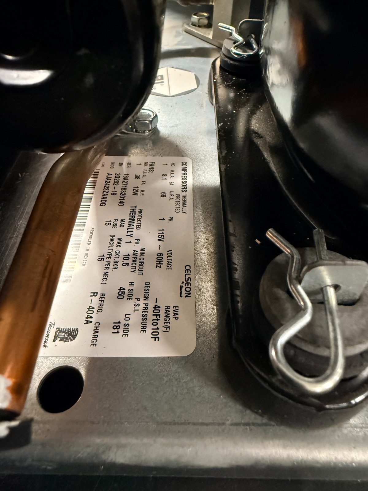 OMNITEAM/Tecumseh AJA-2423-ZAADG 115.v 1ph 60hz 1/2 HP R404A NEW