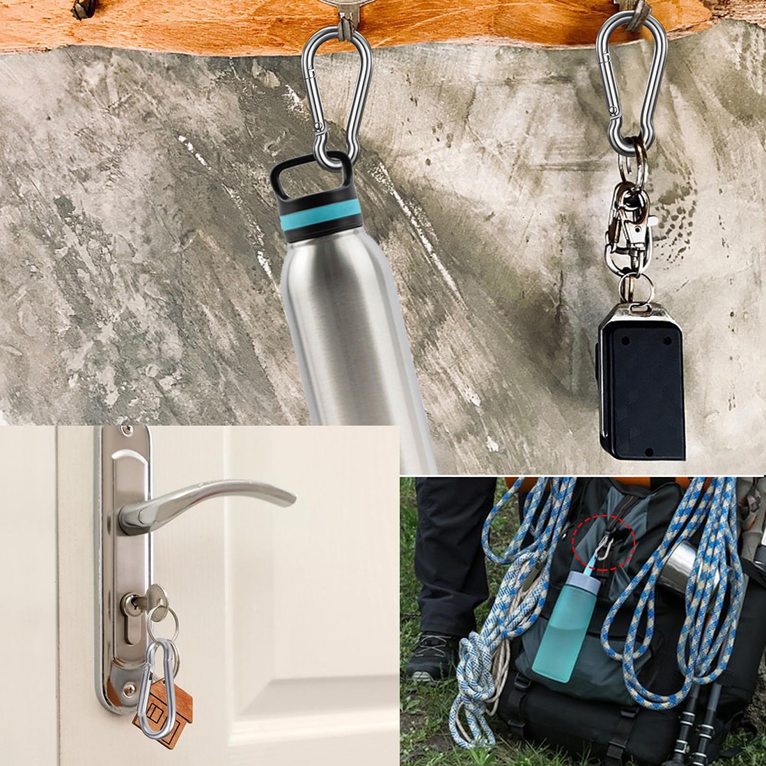 V4A Stainless steel Spring Snap clip Carabiner Clip Duty Key ring eyelet lock