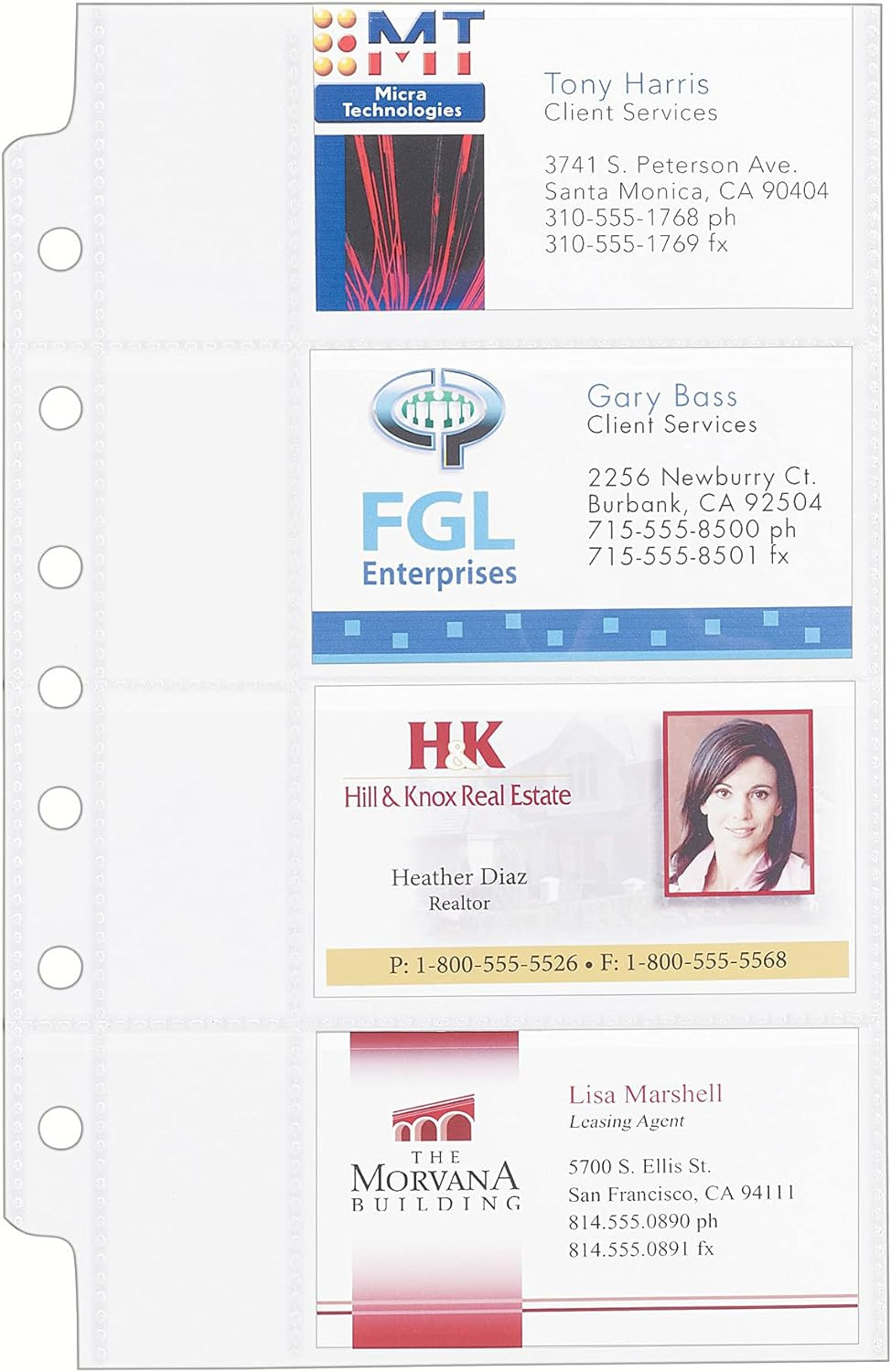 Clear Business Card Organizer Pages for 5.5″ X 8.5″ Mini Binders, Pack of 5 Hold