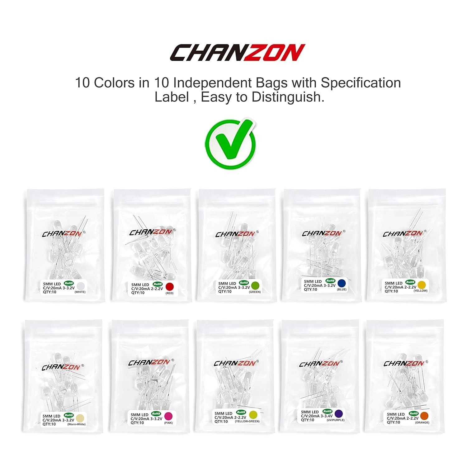 DIY Friendly 100pc 5mm LED Diodes – Assorted Colors for Creative Illumination