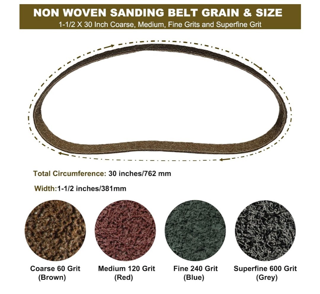 1.5″ x 30″ Surface Conditioning Belts Kit 1 each: Tan Red Blue Gray – 4 PACK