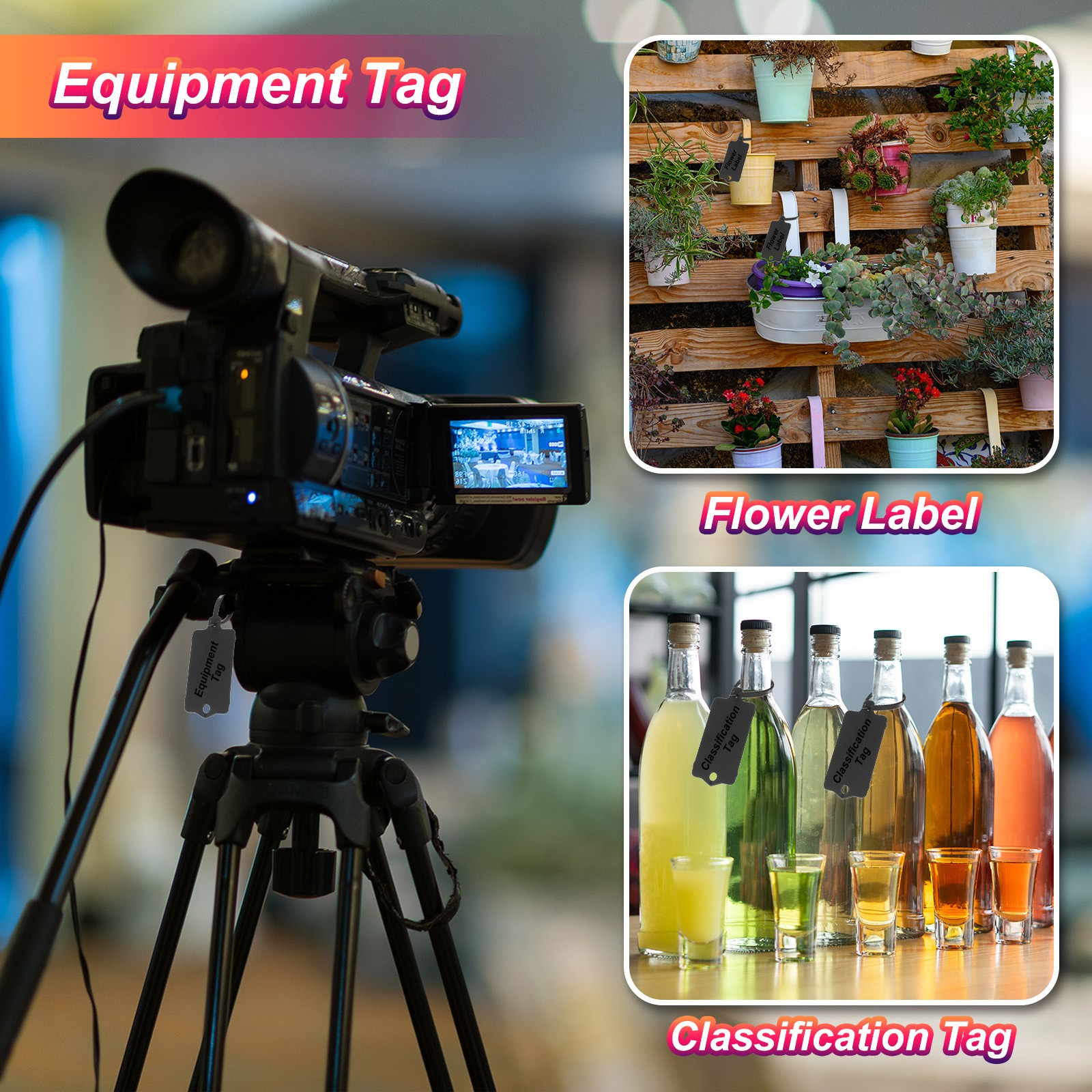 50Pcs Blank Waterproof Plastic Tags, Label Shipping Tag, Black 2.48 x 1.46Inch