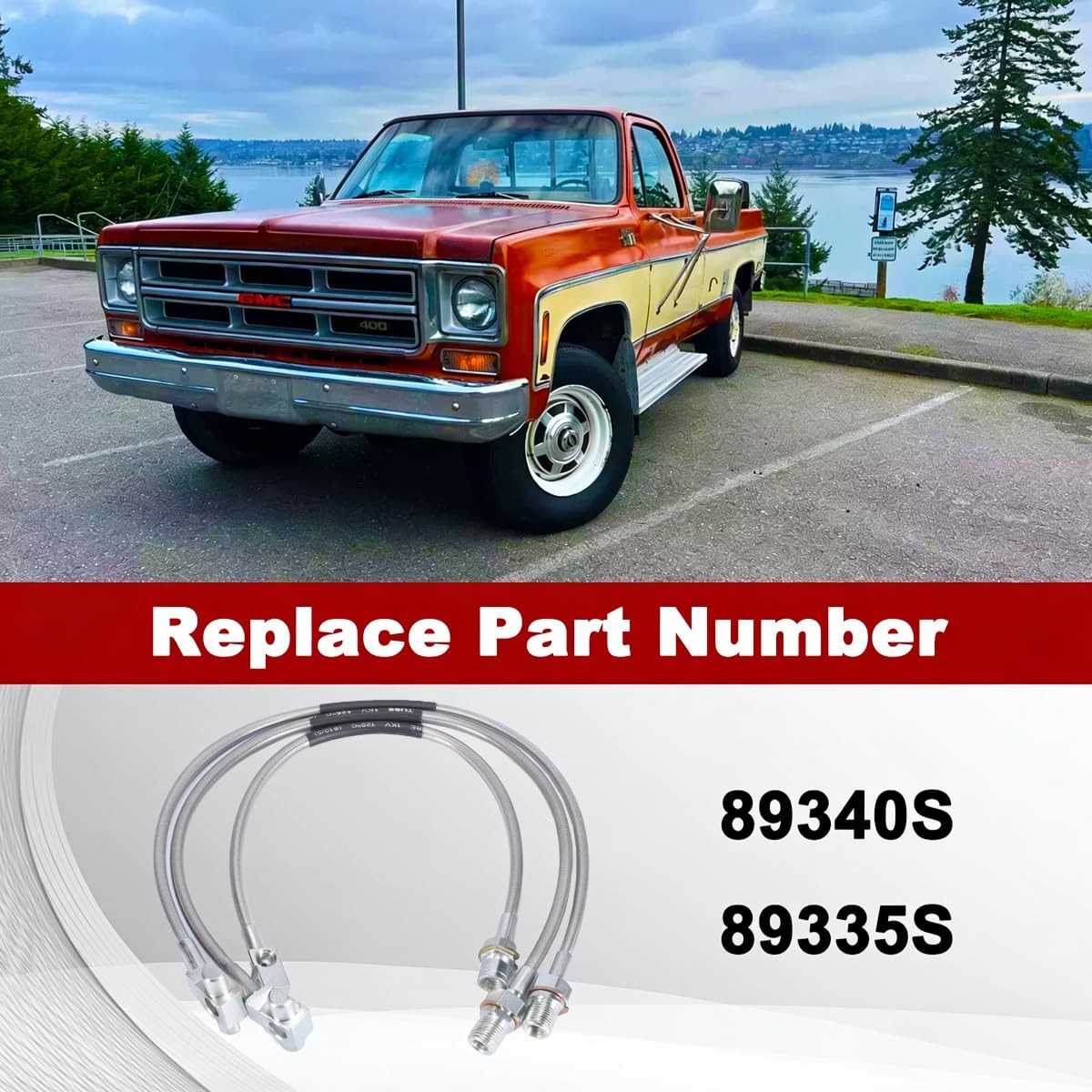 3PCS Stainless Steel Extended Brake Lines Fit Chevy GMC C K 1500 2500 4-6 Lift