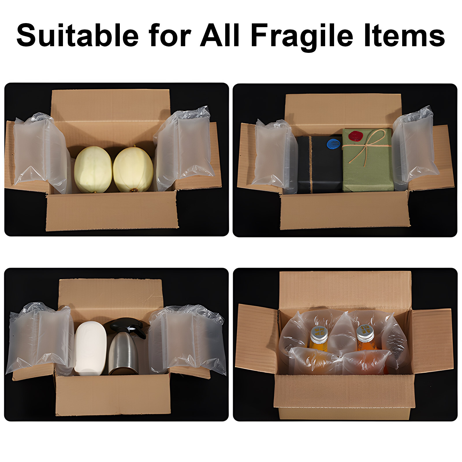 170 Count 4×8″ Prefilled Air Pillows 20 Gallon Void Fill Packing Bubble Cushion