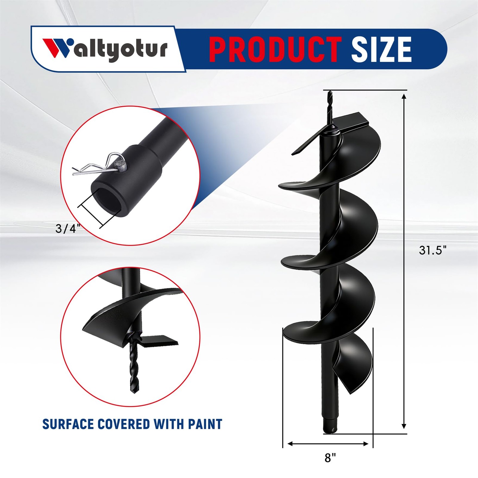 Waltyotur Drill Bit Earth Bit 8 X 31 Inch Garden Auger Spiral Drill Bit Post Or