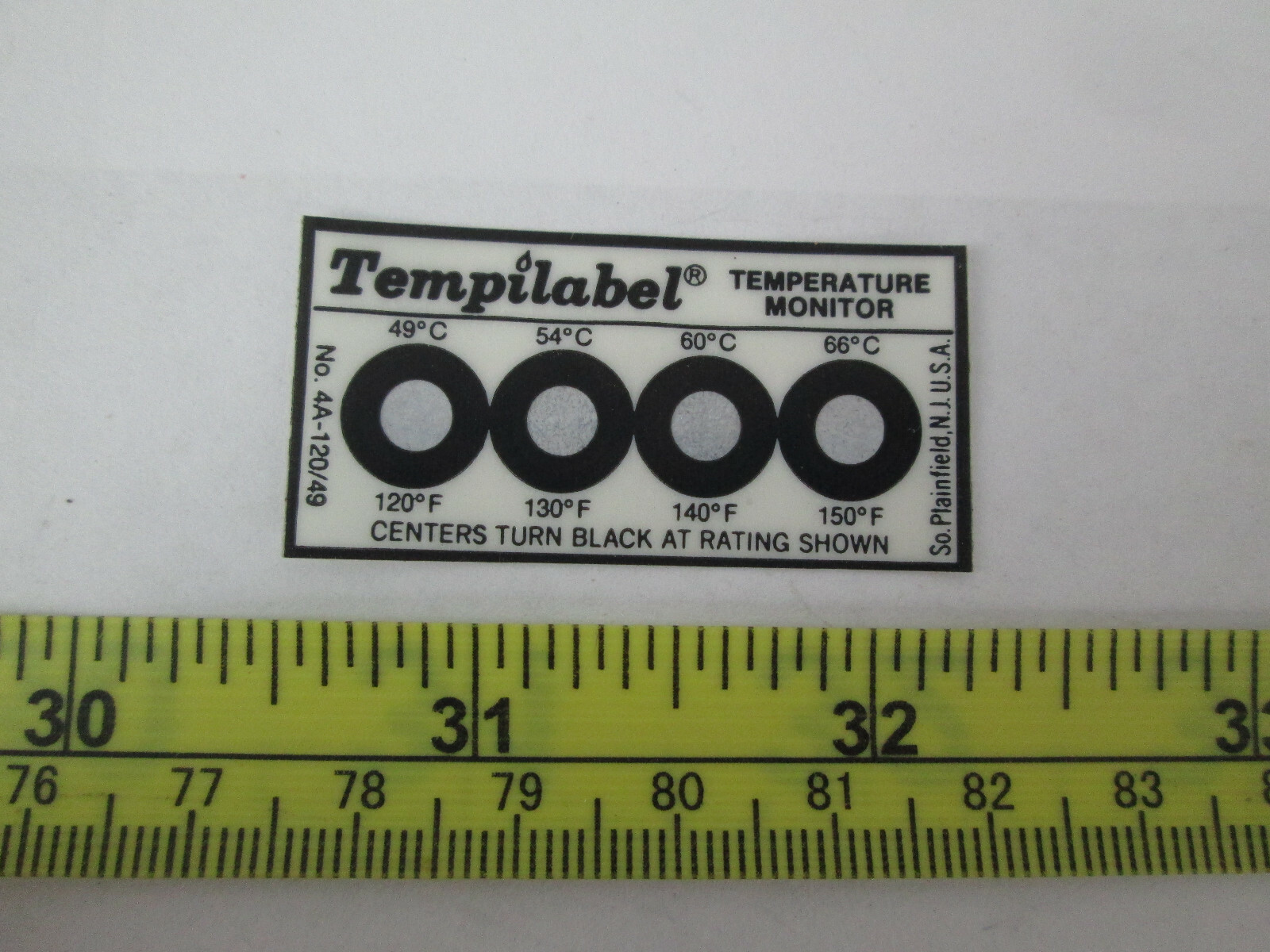 New Package of 10 Tempilabel Tempature Monitor Labels 120-150°F 49-66°C