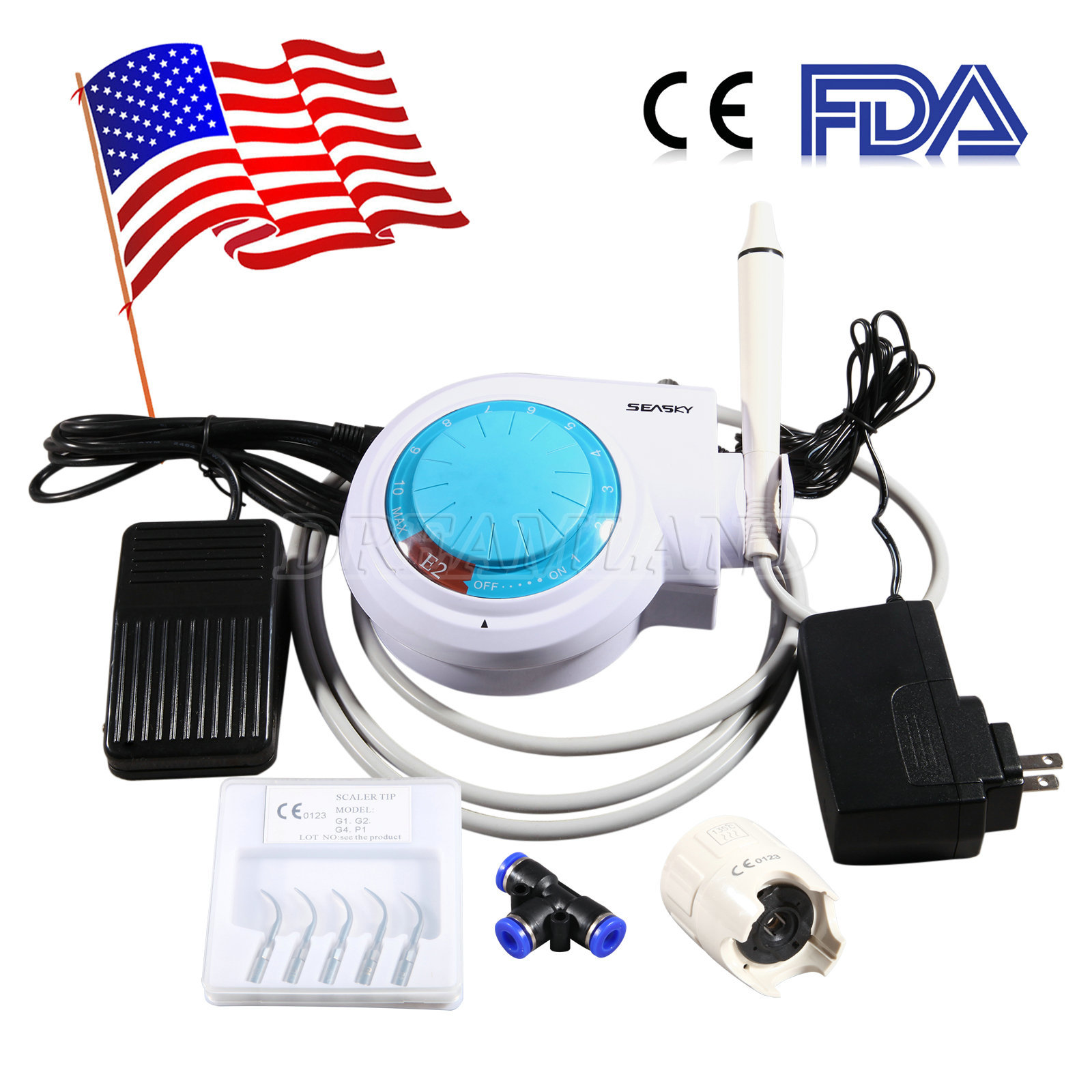 Dental Ultrasonic Piezo Scaler Handpiece 5PCS Tips Fit EMS Cavitron SKYSEA US