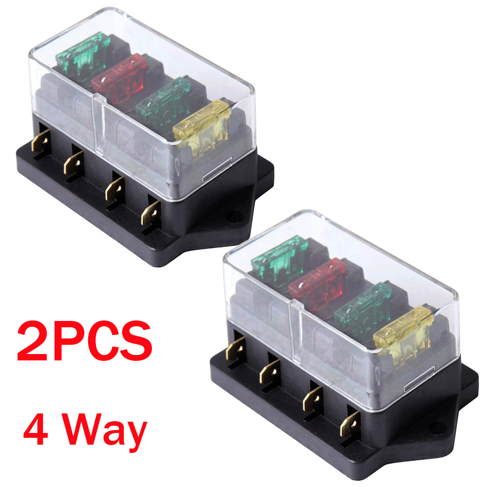 2*4Way Blade Fuse Box Holder Block Auto Universal For Car Marine Boat Motorcycle