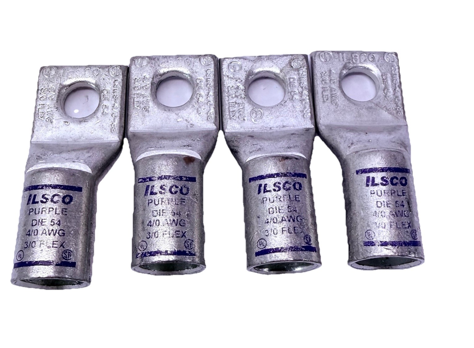 (LOT OF 4) ILSCO CSWS-4/0-38 Copper Compression Lug 4/0 AWG 3/0 flex