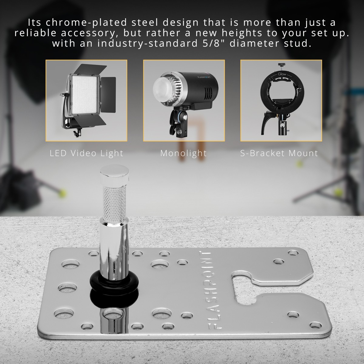Flashpoint T-Slot Wall Plate with 3″ Baby Pin and VESA Mount #WP-BP-3T