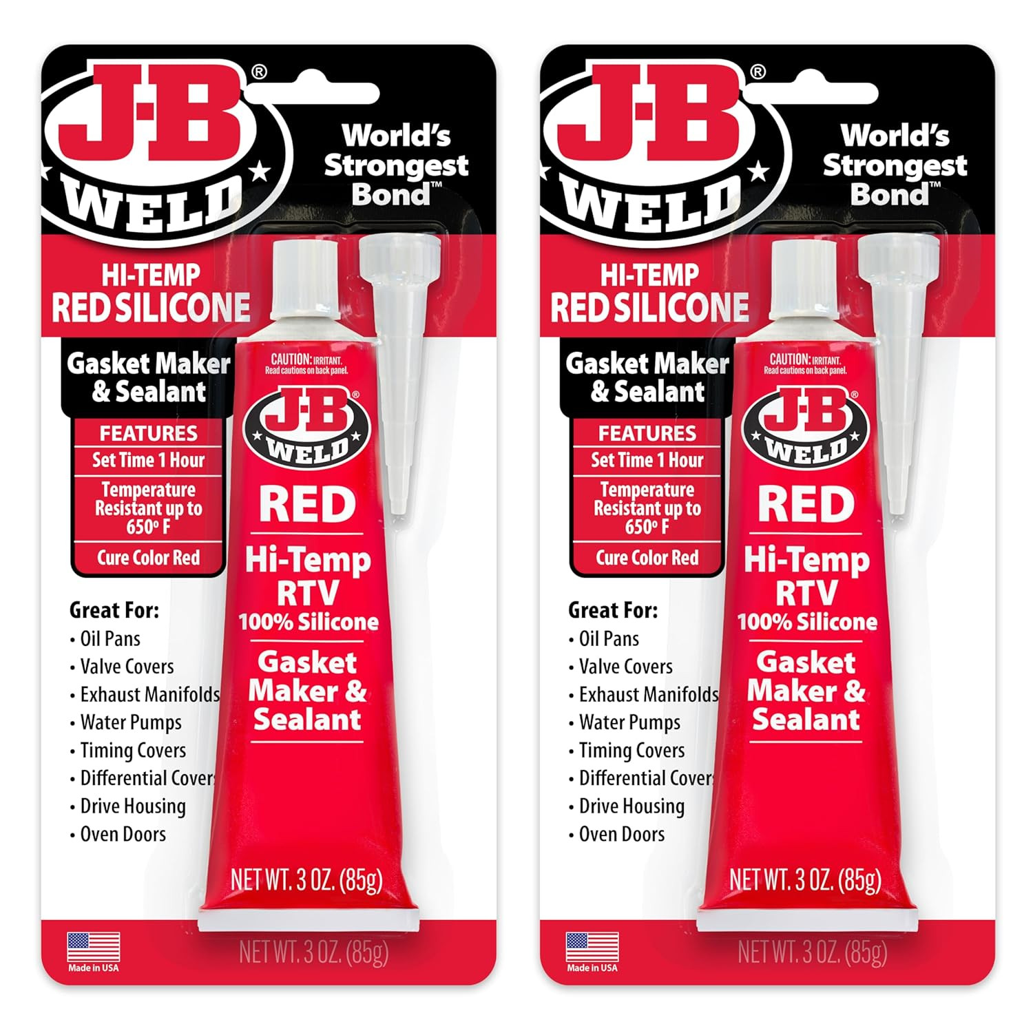 31314 Red High Temperature RTV Silicone Gasket Maker and Sealant – 3 Oz. – 2-Pac
