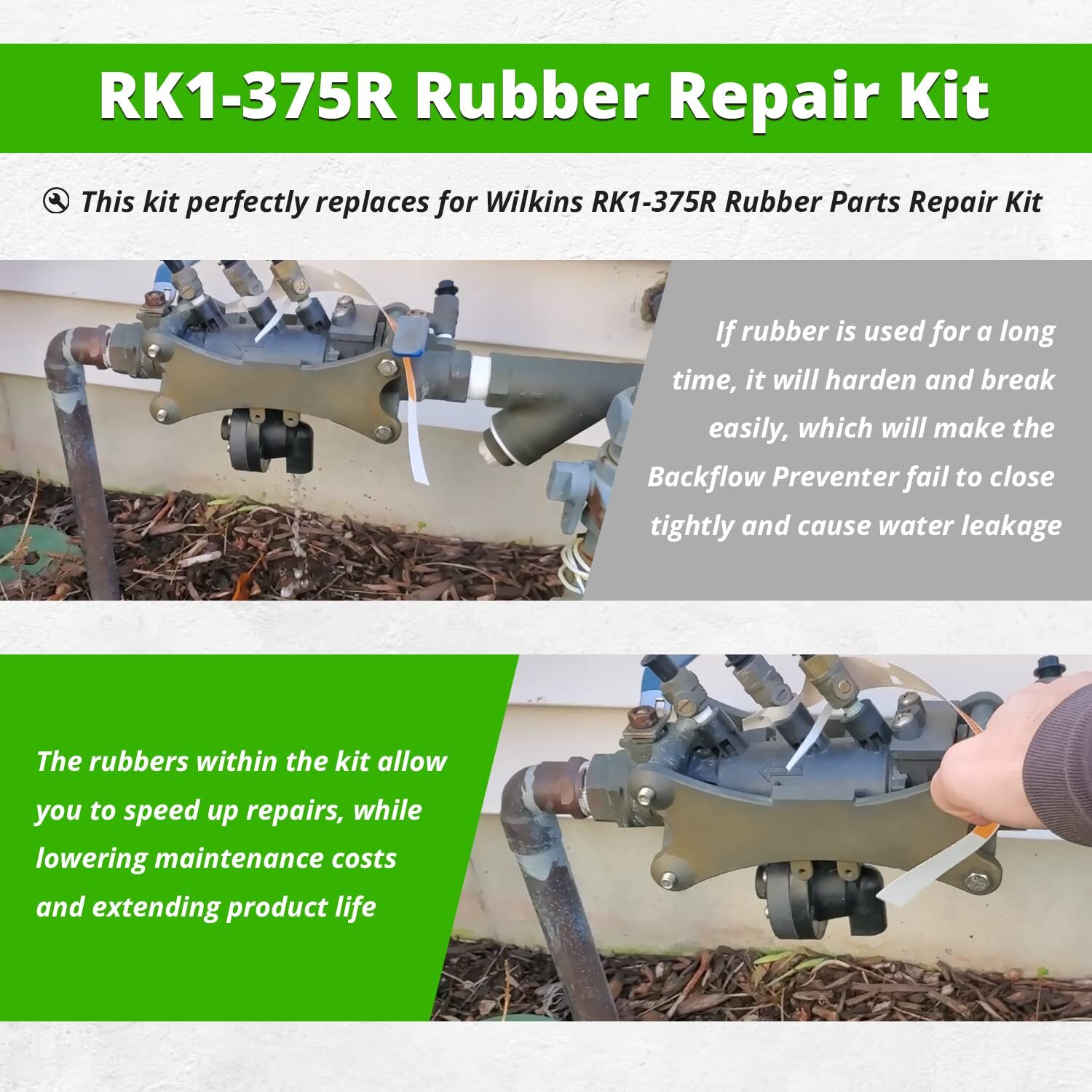 Replace for Wilkins RK1-375R Rubber Repair Kit Fit for 1″ Model 375 375XL 375ST