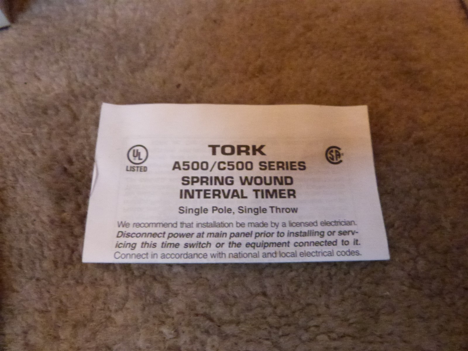 2 NEW TORK In-Wall Spring Wound Interval Timer A530M 0-30 MIN IVORY