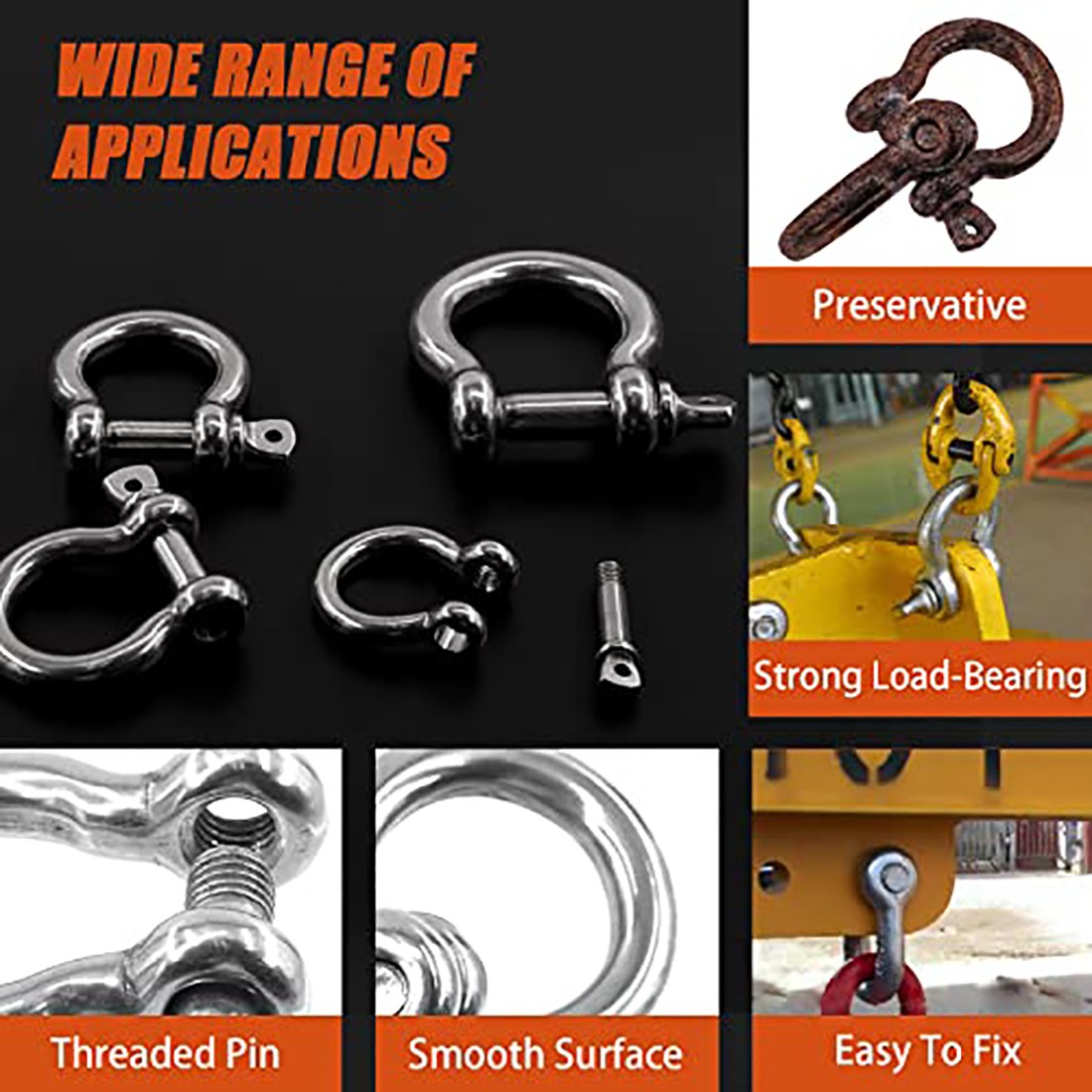 D and Bow Shackles 4mm 5mm 6mm 8mm 10mm 12mm~38mm 316 Stainless Steel D Shackle