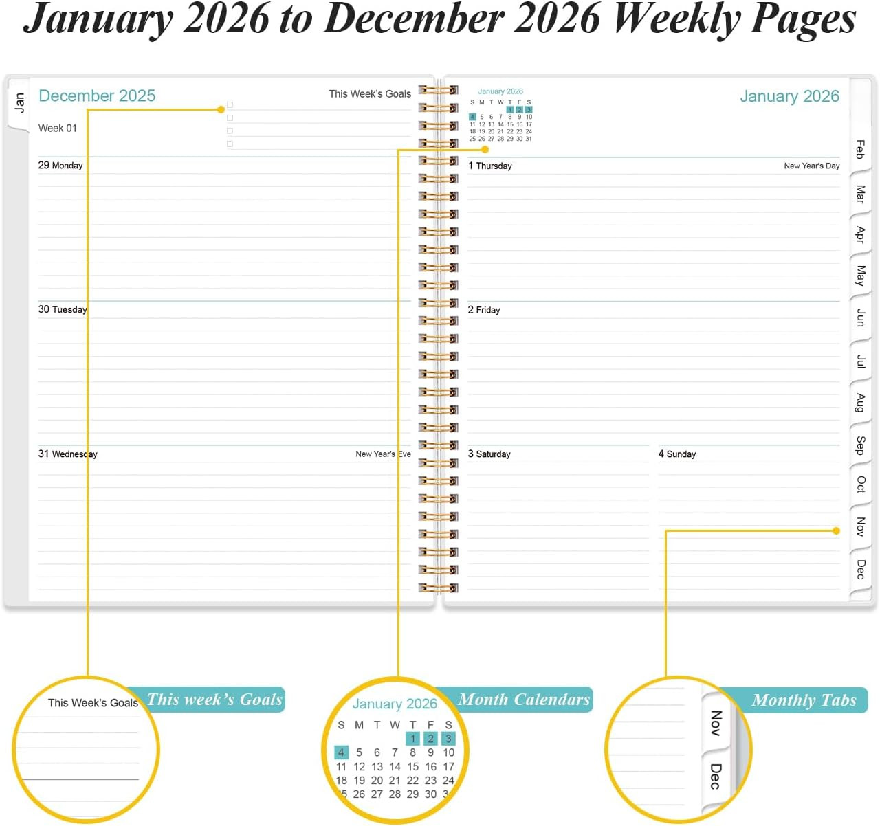 2026 Planner – Planner 2026 from January 2026 to December 2026 with 12 Monthly T