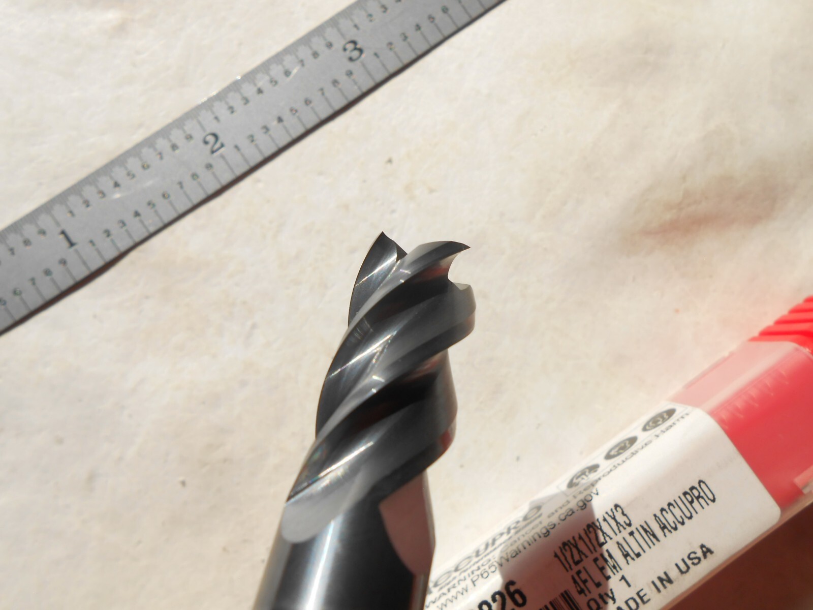 NEW ACCUPRO USA HP 1/2″ DIA. X 1″ LOC X 3″ OAL C.C. 4FL. CARBIDE SQUARE ENDMILL