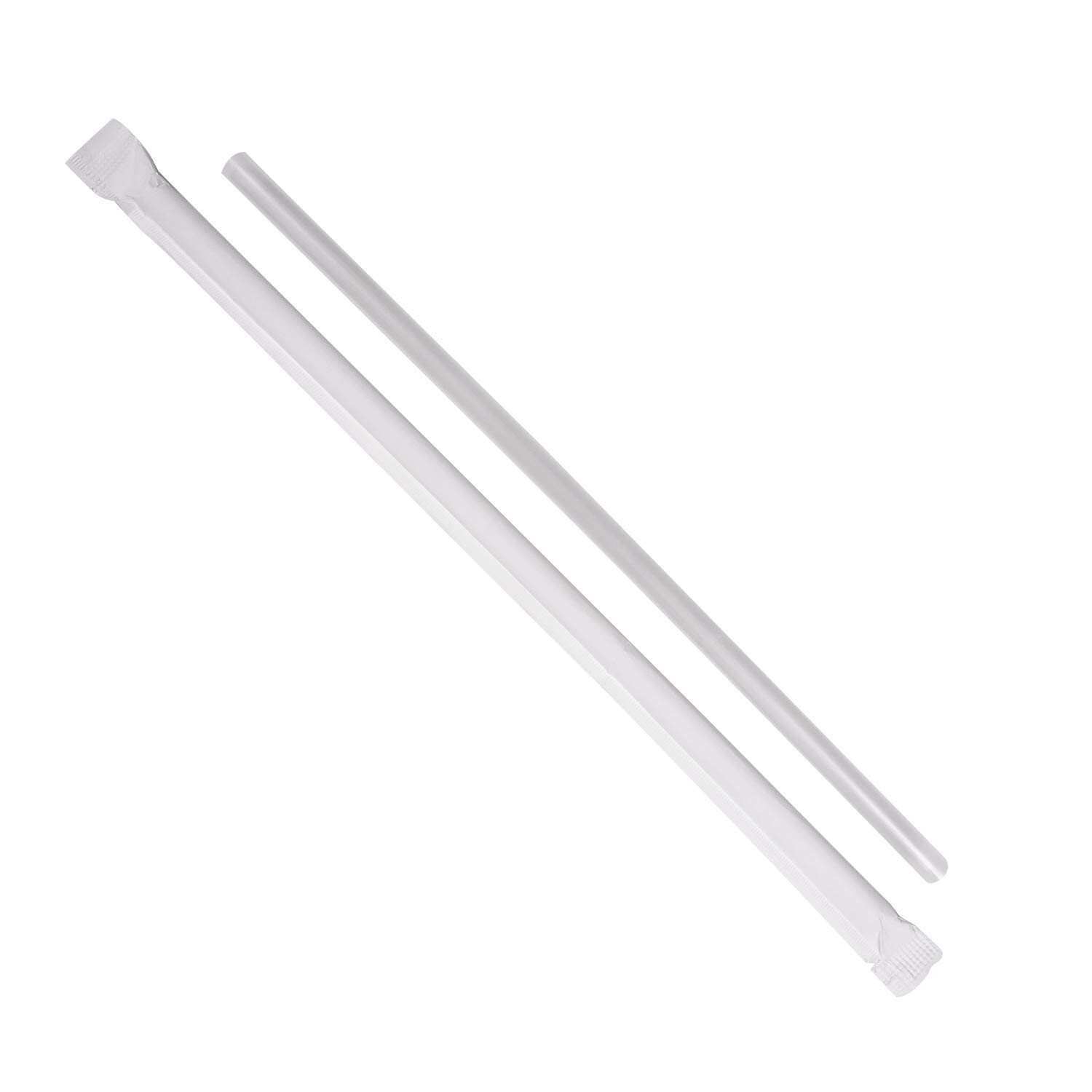Karat 7.75” Jumbo Straws (5mm) Paper Wrapped – Clear – 2,000 ct, C9093