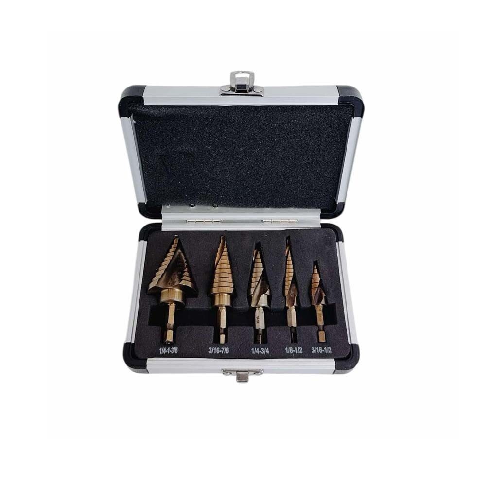 Step Drill Bits, 5PCS HSS Titanium Step Drill Bit Set, HSS Titanium Coating