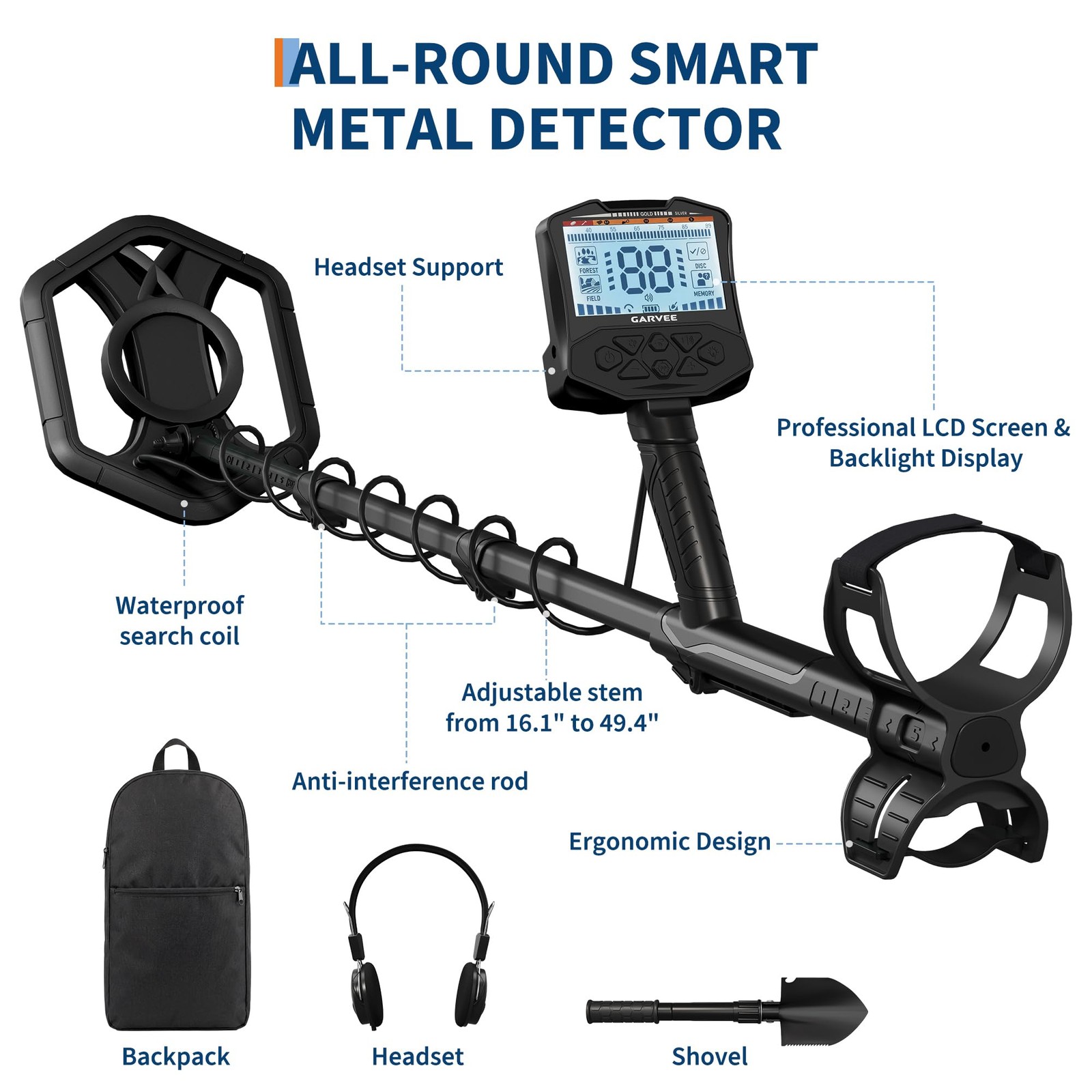 Deep Ground Metal Detector For Adults Underwater Beach Yard Waterproof Seeker US