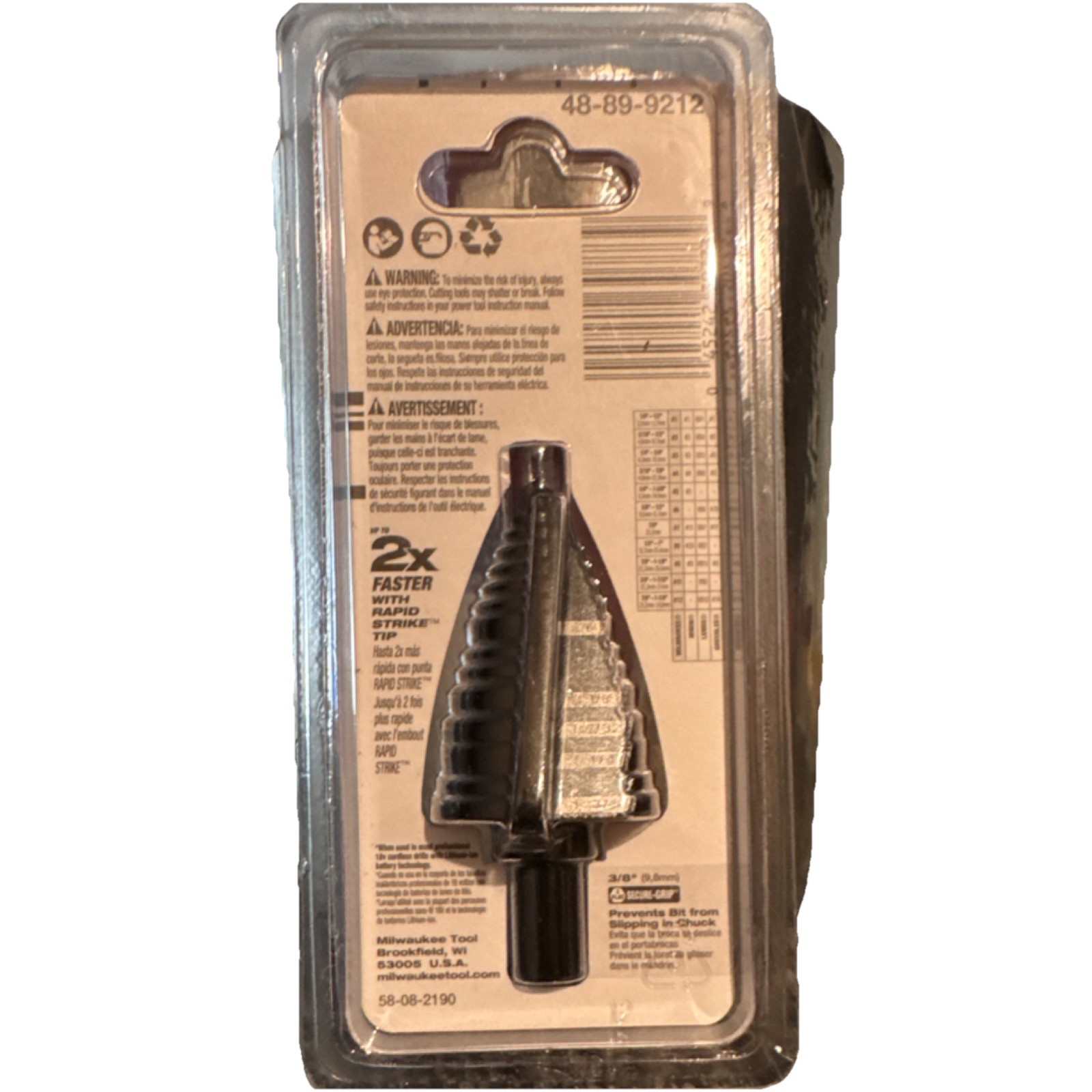 Milwaukee 48-89-9212 High Speed Steel Step Drill Bit 7/8–1-3/8 in