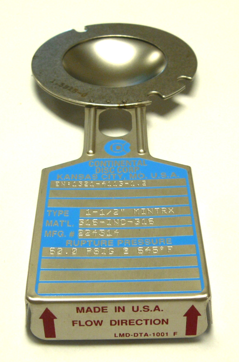 NEW CONTINENTAL DISC CORPORATION 1-1/2″ MINTRX RUPTURE DISC ASSEMBLY 60.0 PSIG